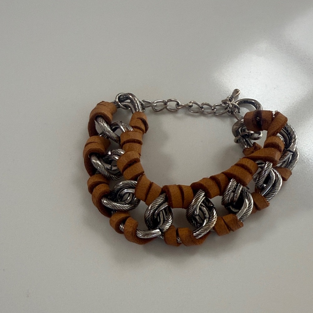 Free People Silver and Brown Bracelet